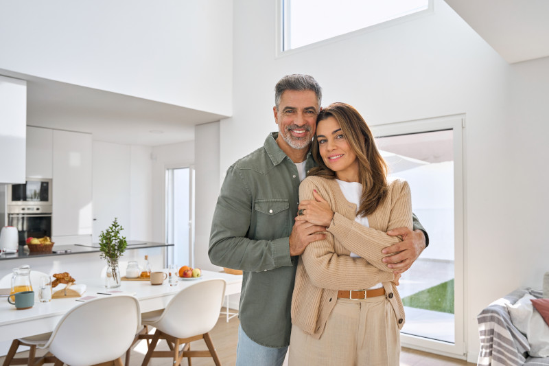 happy man and woman in house happy man and woman in house